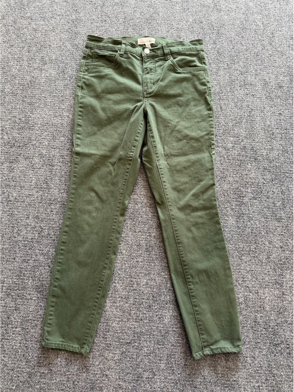 LOFT Women's Green Straight Leg Jeans Size 4 27” Waist Stretch Denim Casual Fit